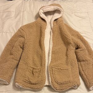 NWOT Tan & Cream Reversible Sherpa Teddy Jacket